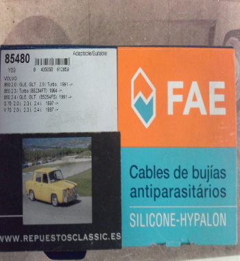 CB92P1 JUEGO CABLES DE BUJIAS VOLVO 850, S40, S70, V70 2.0/2.3 T5, FAE 85480