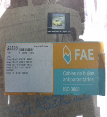 CB103P1 JUEGO CABLES DE BUJIAS FAE 83530 OPEL OMEGA A 86>94, VECTRA A 88>95 1.8/2.0