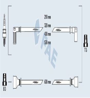 CB122P1 JUEGO CABLES DE BUJIAS FAE 83900 FIAT UNO TURBO, REGATA, LANCIA DELTA, PRISMA 1.3/1.5/1.6
