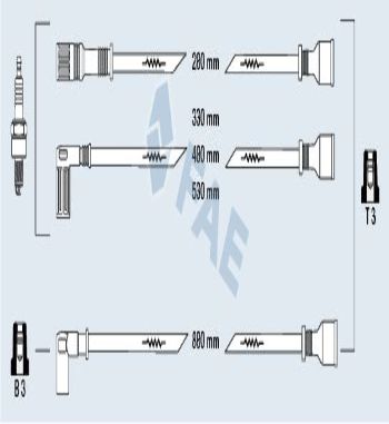 CB123P1 JUEGO CABLES DE BUJIAS FAE 83940 FIAT UNO, REGATA, TIPO, TEMPRA, LANCIA DELTA  1.1/1.3/1.4