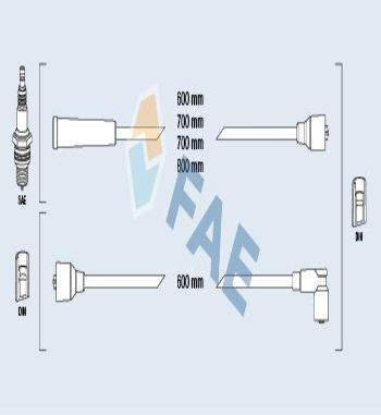 CB153P1 JUEGO CABLES DE BUJIAS FAE 83450 FORD ESCORT, FIESTA, ORION 1.1/1.3/1.4/1.6, PROBE 2.2i TURBO 88->