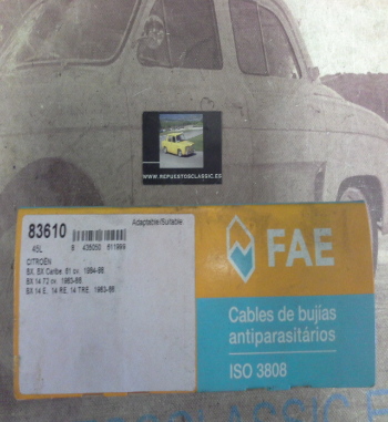 CB158P1 JUEGO CABLES DE BUJIAS FAE 83610 CITROEN BX 14 E/RE/TRE 82>88