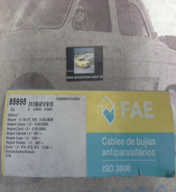 CB169P1 JUEGO CABLES DE BUJIAS FAE 885995 RENAULT MEGANE 1.6i (K7M) 95->