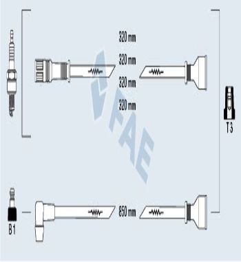 CB174P1 JUEGO CABLES DE BUJIAS FAE 83220 RENAULT 11 TURBO, SUPERCINCO GT TURBO