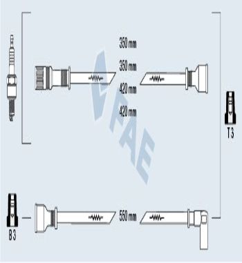 CB175P1 JUEGO CABLES DE BUJIAS FAE 83210 RENAULT 9, 11, 19, CLIO, TRAFIC, EXPRESS, SUPERCINCO, VOLVO 340 1.1/1.2/1.4