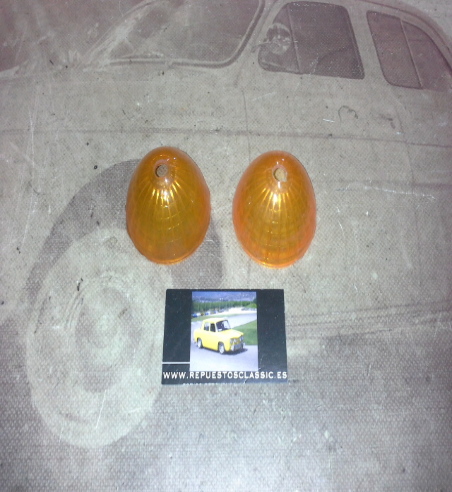 PI648P2 JUEGO TULIPAS AMBAR PILOTO INTERMITENTE REDONDO CAMION, TRACTOR, REMOLQUE, CARAVANA CON AGUJERO 8mm DIAMETRO 65mm