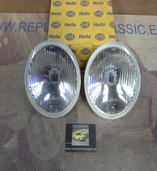 H169*P2 JUEGO OPTICAS FAROS REDONDOS LARGO ALCANCE H3 155mm. FORD XR3/XR2/RS TURBO, HELLA 1F4003550404-15045
