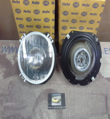 H261P3 JUEGO OPTICAS FAROS LUZ LARGA H1 24v. CON SOPORTES, CAMION DAF F 170mm. HELLA 1F6003939031-12512