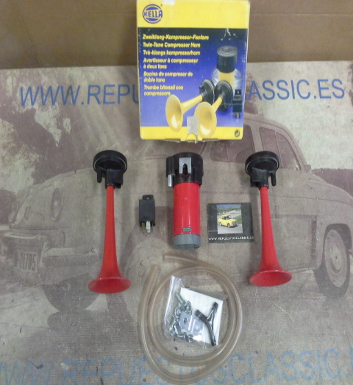 H456P4 BOCINA 2 TROMPETAS DE AIRE CON COMPRESOR 24v. HELLA 3PB003001833 (32005)