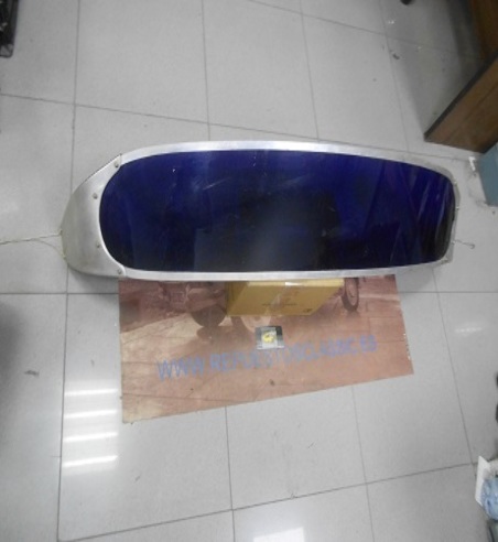 OFI VISERA CAMION, FURGONETA ALUMINIO Y PLEXIGLAS AZUL 127x23 CM NUEVO DE ANTIGUO STOCK