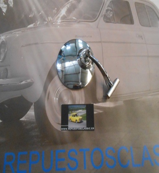 004 TVZHR16 RETROVISOR AL MARCO CROMADO ALTA CALIDAD RENAULT DAUPHINE, 4CV, GORDINI, 8, 10 PESTAÑA 7 mm