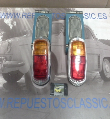 29P10 JUEGO PILOTOS TRASEROS COMPLETOS DKW F1000 BICOLOR BISEL CROMADO