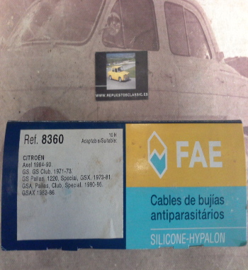 GX0618808A JUEGO CABLES FAE 83600 Y BUJIAS ORIGINALES CITROEN GS, GSA, AMI