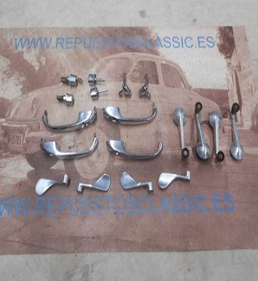DS850 JUEGO MANETAS INTERIORES, EXTERIORES (MISMA LLAVE) Y SEGUROS VENTANILLAS SEAT 850 ESPECIAL 4 PUERTAS OCASION PERFECTO ESTA