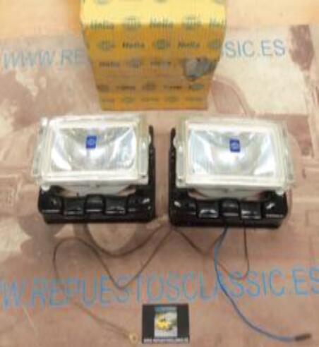 005 PH4N2 JUEGO FAROS HALOGENOS LARGO ALCANCE HELLA COMET 550 CON SOPORTES MEDIDAS 205X90X90mm
