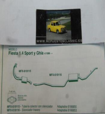 619115 P10 TUBERIA SALIDA COLECTOR ESCAPE CON SILENCIOSO FORD FIESTA 1.4 SPORT Y GHIA (4/86>)