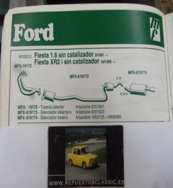 19172 P10 TUBERIA SALIDA COLECTOR ESCAPE  FORD FIESTA 1.6 (5/91>) FIESTA XR2i (10/89>) MOTORES SIN CATALIZADOR