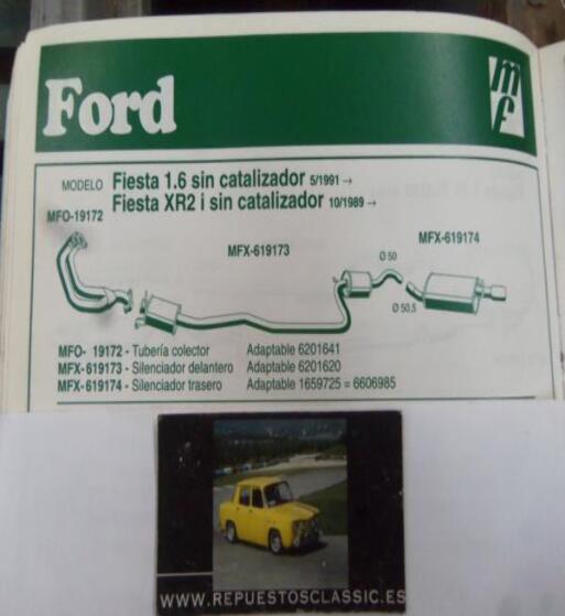19172 P10 TUBERIA SALIDA COLECTOR ESCAPE  FORD FIESTA 1.6 (5/91>) FIESTA XR2i (10/89>) MOTORES SIN CATALIZADOR