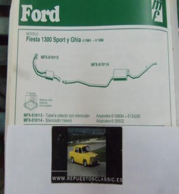 619113 P10 TUBERIA SALIDA COLECTOR ESCAPE CON SILENCIOSO FORD FIESTA 1.3 SPORT Y GHIA (4/84>5/86)