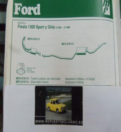 619113 P10 TUBERIA SALIDA COLECTOR ESCAPE CON SILENCIOSO FORD FIESTA 1.3 SPORT Y GHIA (4/84>5/86)