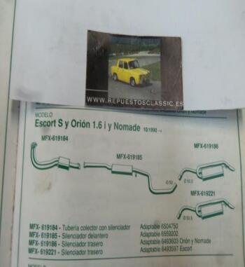 619184 P10 TUBERIA SALIDA COLECTOR ESCAPE CON SILENCIOSO FORD ESCORT S Y ORION 1.6i (10/90>)