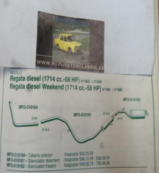 310164 P10 TUBERIA SALIDA COLECTOR ESCAPE FIAT REGATA DIESEL 1.7 (9/83>2/85)