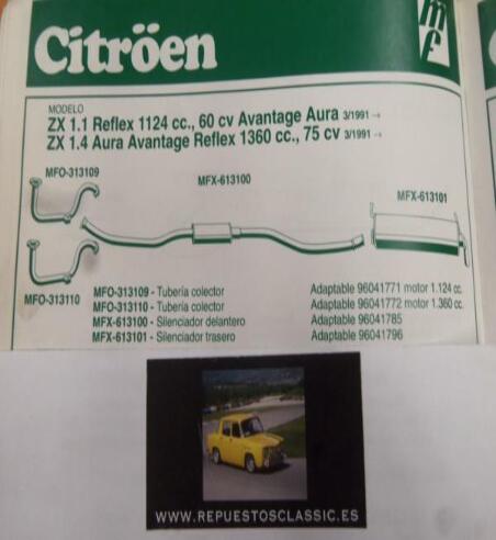313109 P10 TUBERIA SALIDA COLECTOR CITROEN ZX 1.1