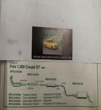 316100 P10 TUBERIA SALIDA COLECTOR VOLKSWAGEN POLO 1.3 COUPE GT (90>)