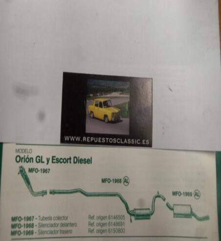1967 P10 TUBERIA SALIDA COLECTOR FORD ORION GL Y ESCORT DIESEL  REFERENCIA FONOS MFO 1967