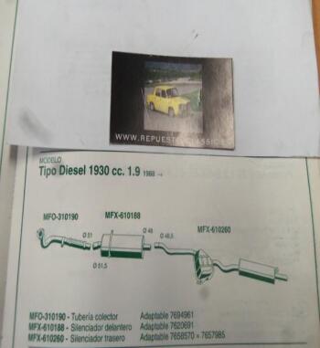 310190 P10 TUBERIA SALIDA COLECTOR ESCAPE FIAT TIPO DIESEL 1.9 (88>) FIAT TEMPRA DS 1.9 DIESEL Y FAMILIAR (90>)