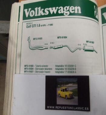 31603 P10 TUBERIA SALIDA COLECTOR ESCAPE VOLKSWAGEN GOLF 1.6 GTI (6/76>7/82) REF 161253091