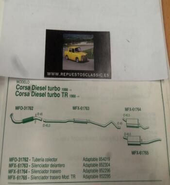 31762 P10 TUBERIA SALIDA COLECTOR ESCAPE OPEL CORSA TURBO DIESEL  (88>) REF 854019