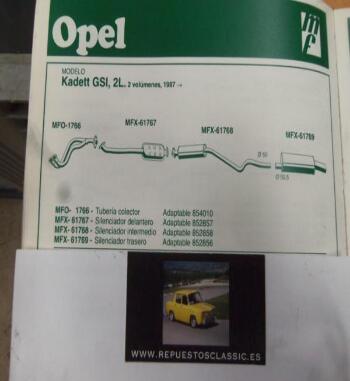 1766 P10 TUBERIA SALIDA COLECTOR ESCAPE OPEL KADETT GSI 2.0 (87>) REF 854010