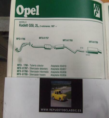 1766 P10 TUBERIA SALIDA COLECTOR ESCAPE OPEL KADETT GSI 2.0 (87>) REF 854010