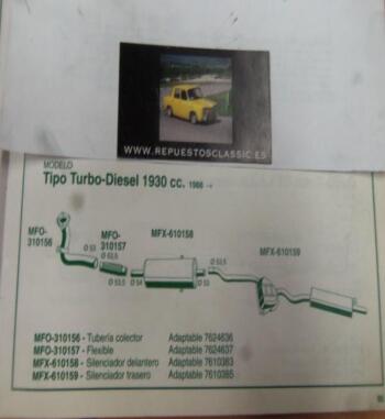 310156 P10 TUBERIA SALIDA COLECTOR ESCAPE FIAT TIPO TURBO DIESEL 1930 cc (88>) REF 7624636