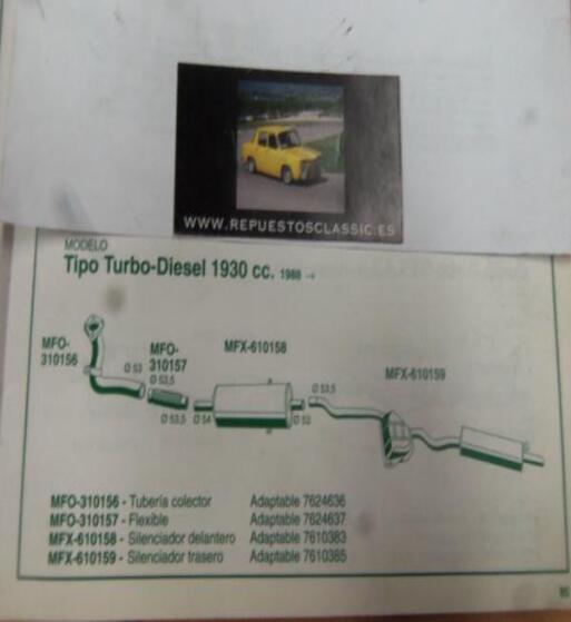310156 P10 TUBERIA SALIDA COLECTOR ESCAPE FIAT TIPO TURBO DIESEL 1930 cc (88>) REF 7624636