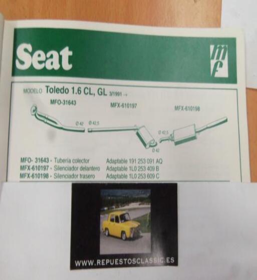 31643 P10 TUBERIA SALIDA COLECTOR ESCAPE SEAT TOLEDO 1.6 CL, GL (3/91>)  VOLKSWAGEN GOLF II,
