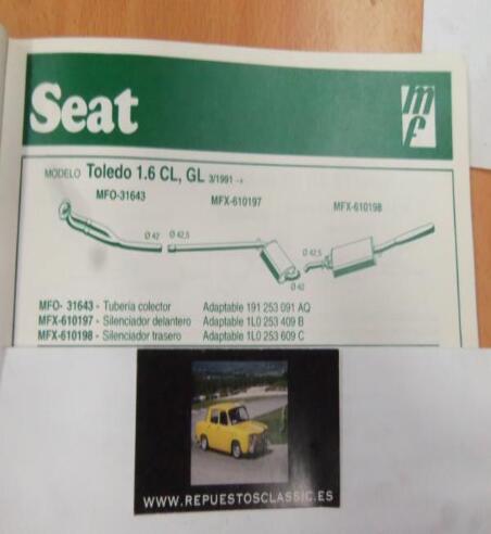 31643 P10 TUBERIA SALIDA COLECTOR ESCAPE SEAT TOLEDO 1.6 CL, GL (3/91>)  VOLKSWAGEN GOLF II,