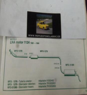 1378 P10 TUBERIA SALIDA COLECTOR ESCAPE CITROEN LNA MOTOR 1124 (82>86) REF 91502462