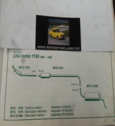 1378 P10 TUBERIA SALIDA COLECTOR ESCAPE CITROEN LNA MOTOR 1124 (82>86) REF 91502462