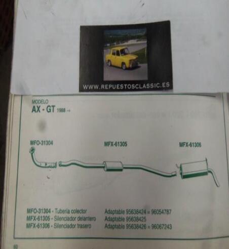 31304 P10 TUBERIA SALIDA COLECTOR ESCAPE CITROEN AX GT (88>) REF 95638424=96054787