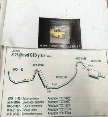 1190 P10 TUBERIA SALIDA COLECTOR ESCAPE RENAULT 25 GTD Y TD (84>) REF 7700758930
