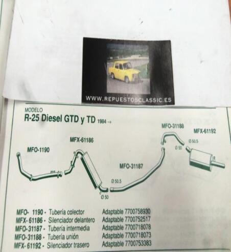 1190 P10 TUBERIA SALIDA COLECTOR ESCAPE RENAULT 25 GTD Y TD (84>) REF 7700758930
