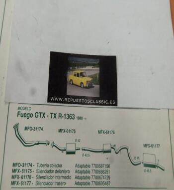 31174 P10 TUBERIA SALIDA COLECTOR ESCAPE RENAULT FUEGO GTX, TX, R1363 (80>) REF 7700687156