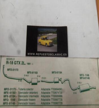 31173 P10 TUBERIA SALIDA COLECTOR ESCAPE RENAULT 18 GTX 2.0 (81>) REF 7700694063