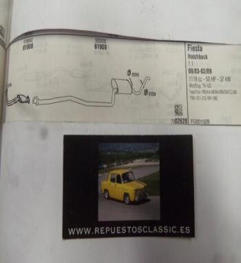 61908 P10 TUBERIA SALIDA COLECTOR ESCAPE CON SILENCIOSO FORD FIESTA 1.1 (8/83>3/89) REF 6166842
