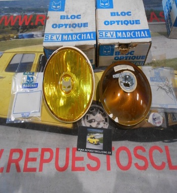 ANT19 JUEGO OPTICAS LARGO ALCANCE SEV MARCHAL 812 IODE H3 128 mm DIAMETRO CRISTAL, 136 mm DIAMETRO TOTAL