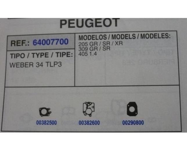 7700 KIT JUNTAS CARBURADOR WEBER 34 TLP 3/100