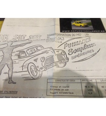 157 EQUIPO MOTOR PEUGEOT 203 PREPARACIÓN ÉPOCA 1500 cc 80 mm