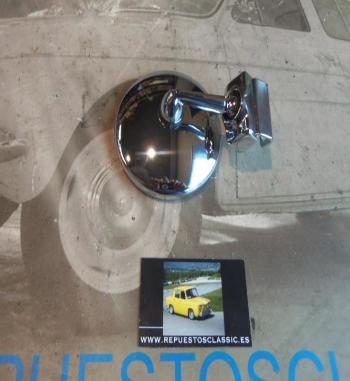 003 TVZHR018 RETROVISOR METÁLICO CROMADO AL MARCO CROMADO ALTA CALIDAD PESTAÑA 12 mm  RENAULT ONDINE, GORDINI, SEAT 600, 850, 15
